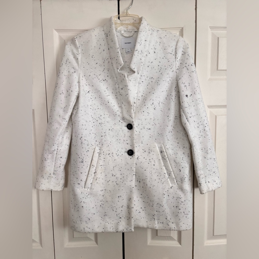 Old Navy White Speckled Pea Coat